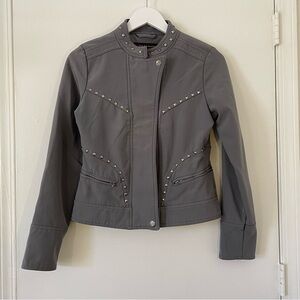 Dollhouse Faux Leather Studded Moto Jacket Gray M